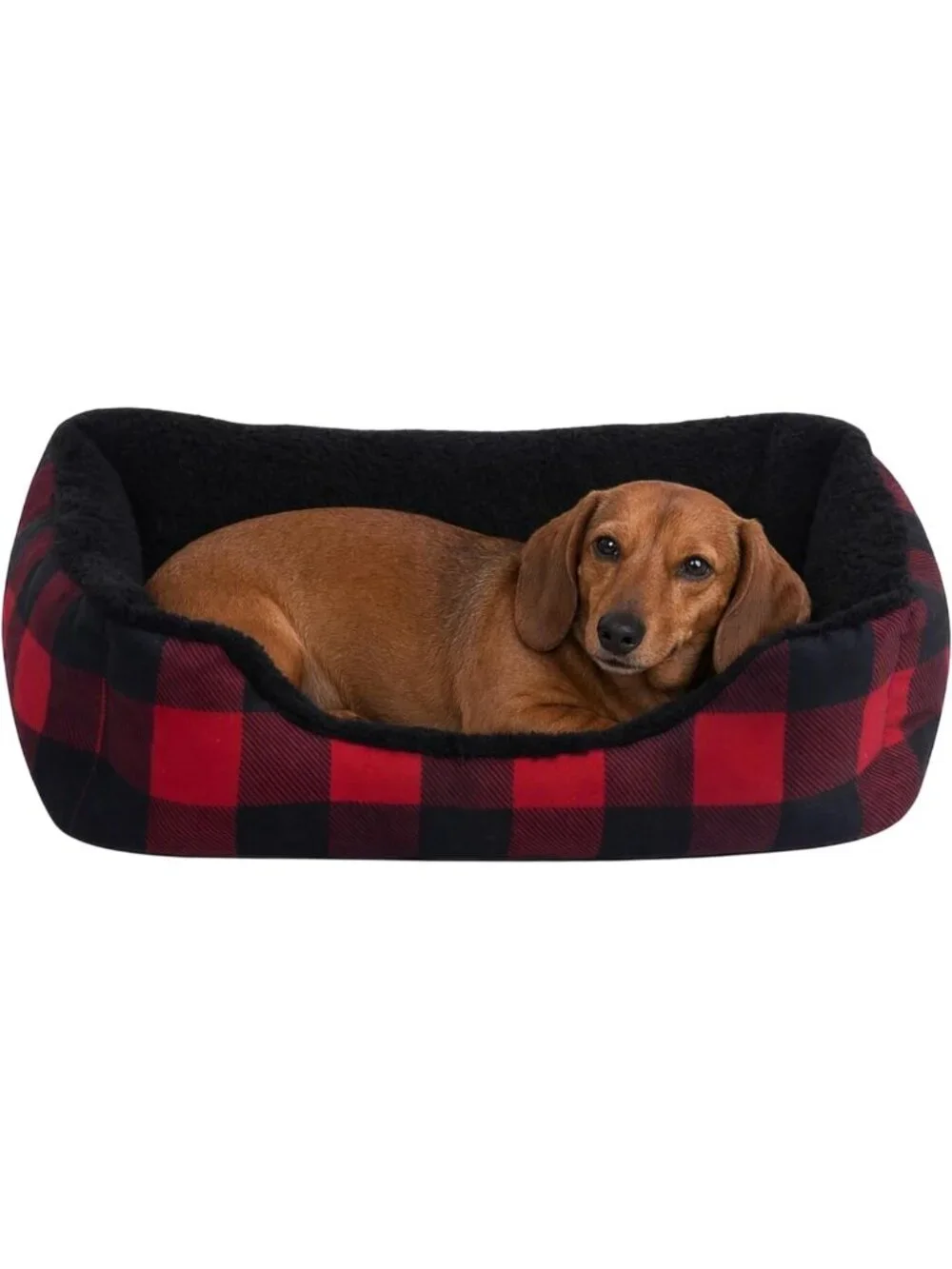 Cozy Self-Warming Flannel Pet Bed for Dogs & Cats - Red Checkered Plush Design